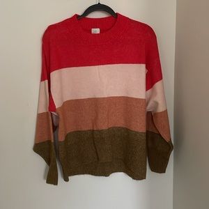 A New Day Oversized Striped Colorblock Knit Sweater